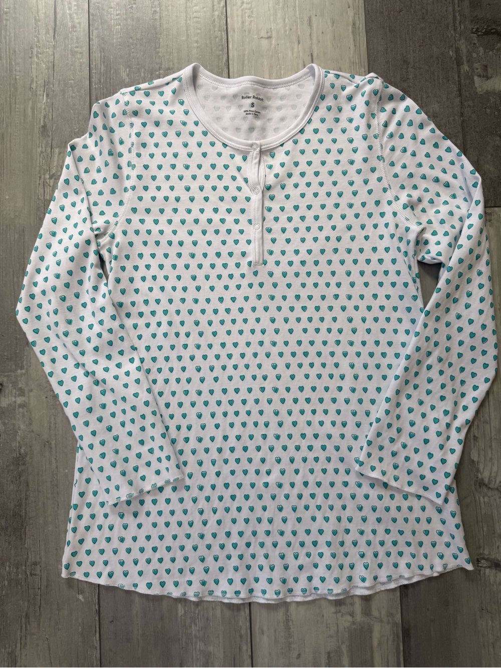 Roller Rabbit Heart Print Pima Cotton Pajama Top Small